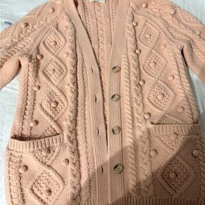 Wilfred Blush Pink Chunky Bobble Cable Knit Cardigan